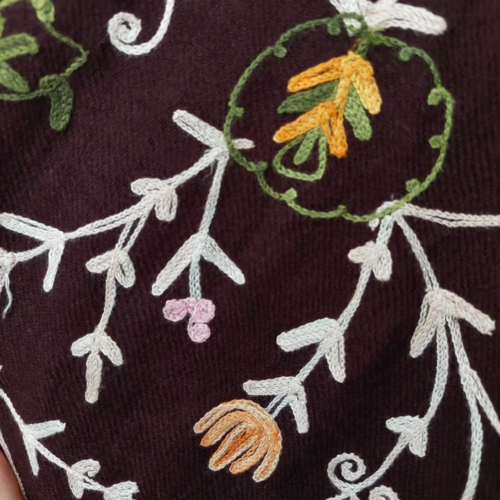 Sacred Threads 100% Wool Embroidered Poncho with Fringe Floral NWT - Picture 4 of 6